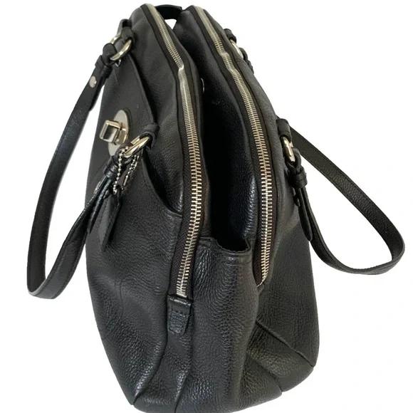 COACH Penelope Black Pebble Leather Shoulder Handbag - Picture 6 of 17